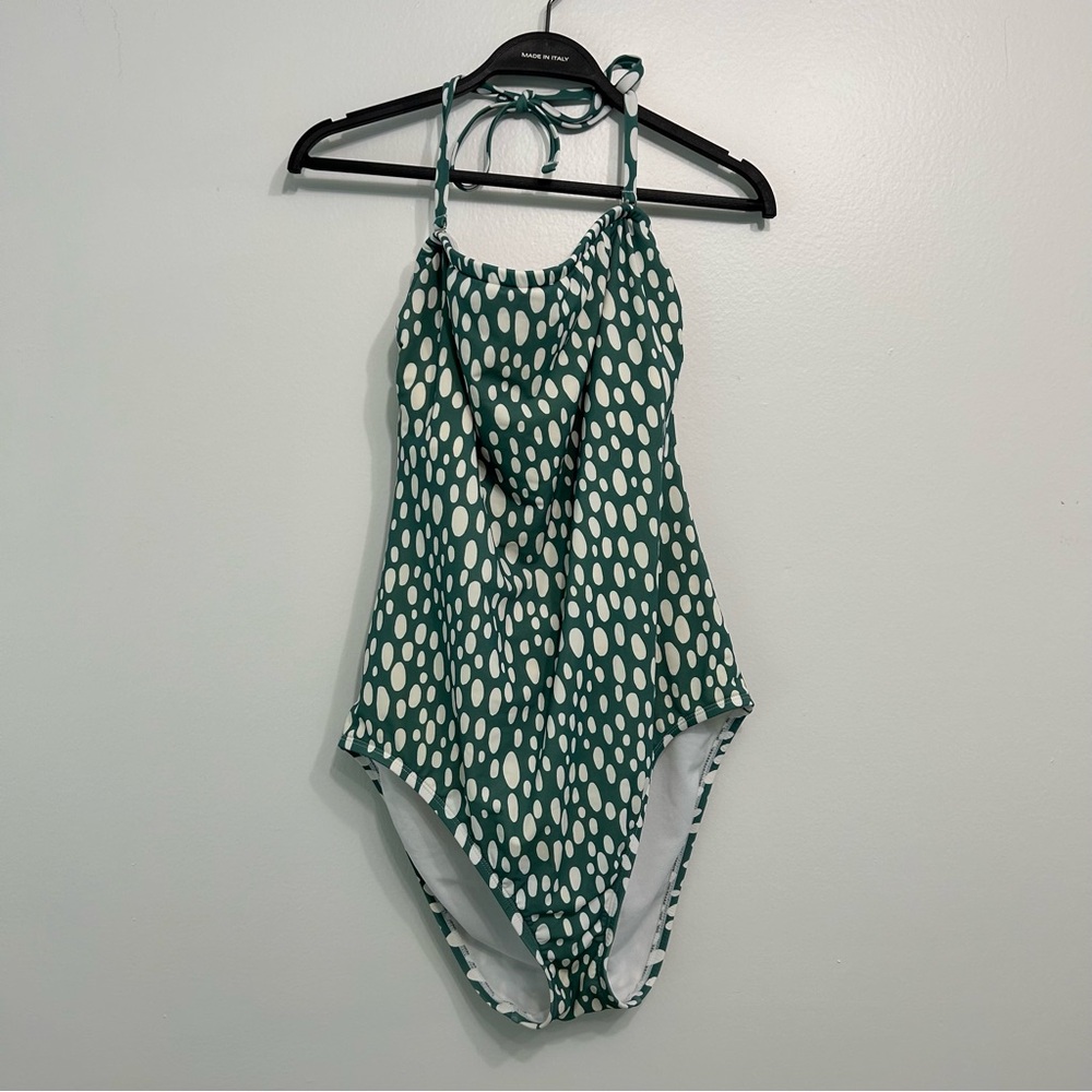 Kona Sol Green Spotted One Piece Swimsuit Sz L